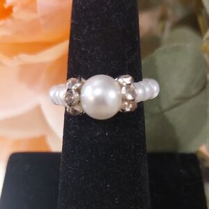 Pearl Ring w Crystal Rondelles READ BELOW FOR CUSTOM SIZING 👇